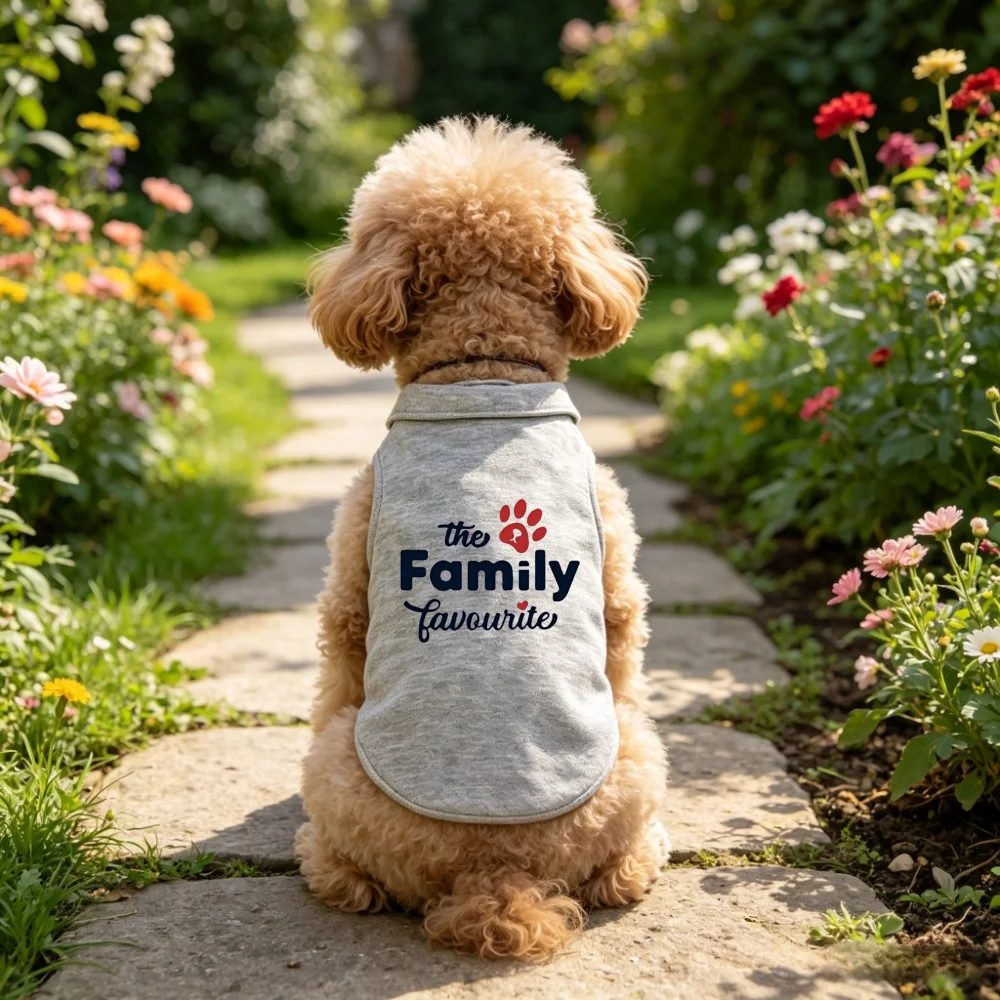 1PC Grey Sleeveless Polo Dog Vest, The Family Favourite Paw Print Pet Tank Top, Soft Breathable Puppy  for Small Medium Dogs