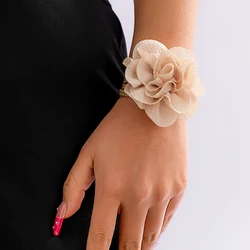 Long Rope Chain with Fabric Flower Bracelet for Women Trendy Elegant Wedding 2023 Fashion Jewelry on Hand Accessories Lady Gifts
