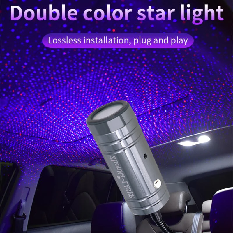 NONE USB Mini Dynamisches Laserlicht Rot Plus Blau Auto Star Dome Romantische Atmosphäre Licht mit Sprachgesteuert Party Camping Zelt KTV 3