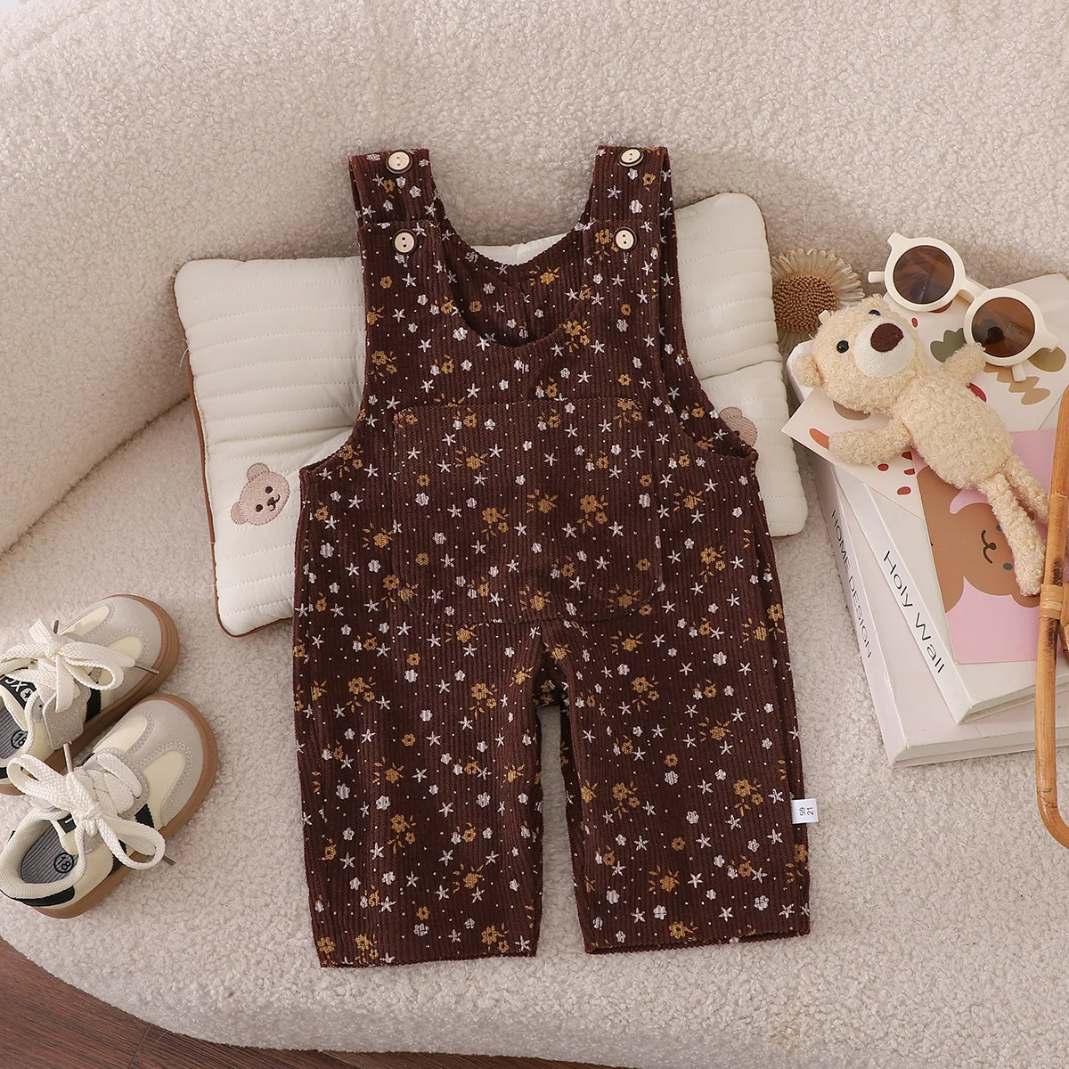 0-3Y Autumn Kids Overalls Dot Children's Fall Clothes Boys Girls Overalls Floral Print Children's Pants Bow Print Child Trousers
