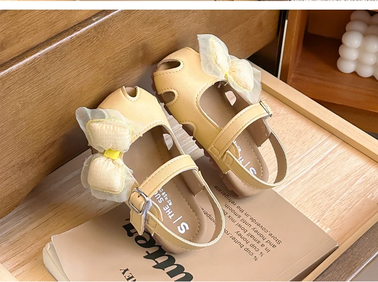 Kinder-Sandalen mit Großen Schleifen, Süße Strandschuhe für Mädchen, Ausgehöhlte Weiche Sohle, 2026 Sommer Neue Prinzessinnen-Schuhe für Kinder, Casual – Detail 8