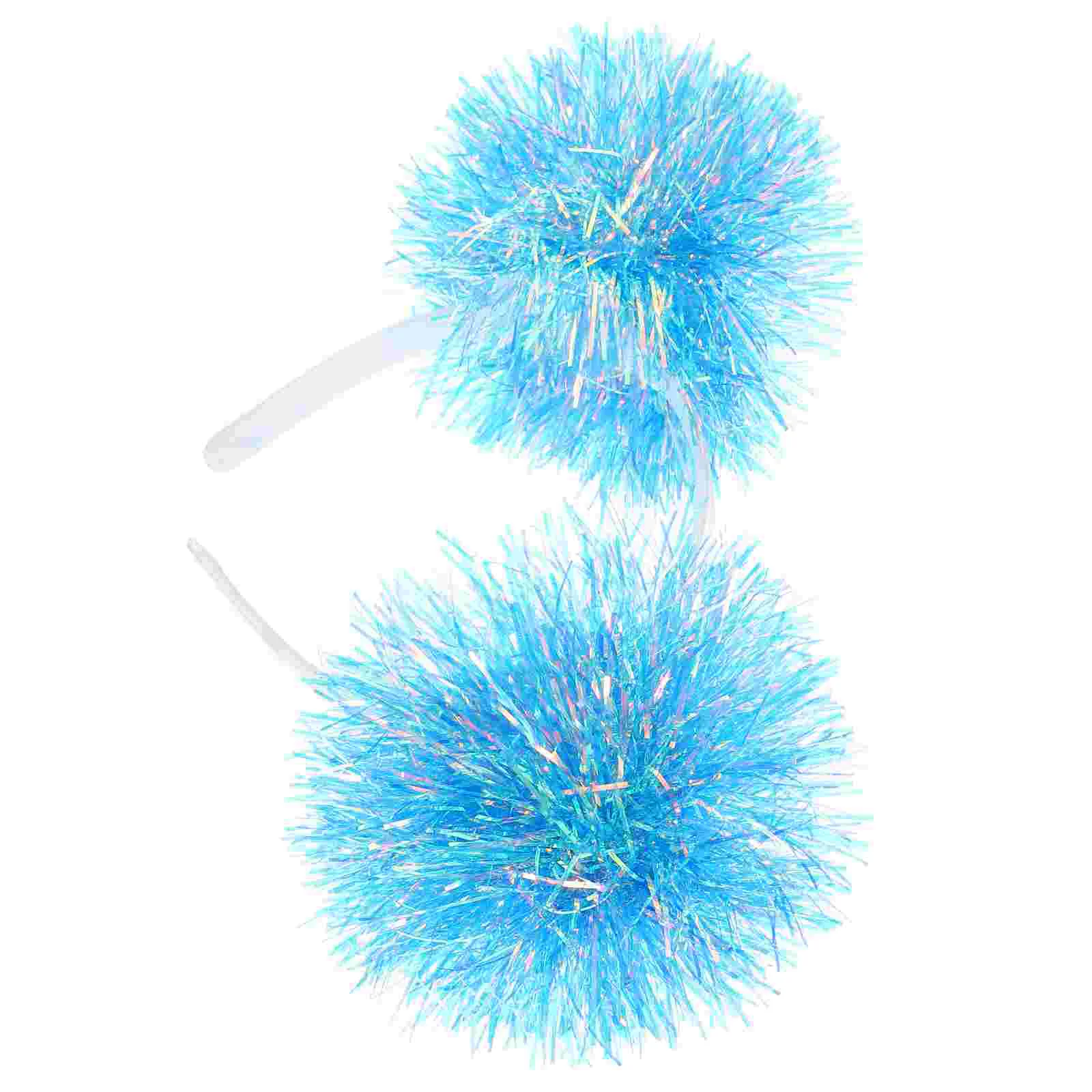 

Foil Strips Pom Pom Headband Tinsel Head Bopper Pom Pom Fluffy Ball Hair Loop Cosplay Hair Accessories Women Girls Birthday