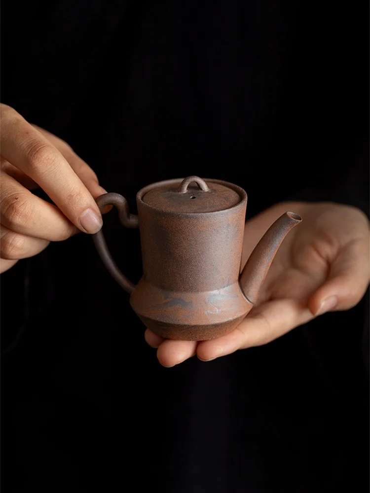 Old Rock Mud Rough Pottery  Shape Tea Pot Retro Teapot Tea Kettle Tea Ceremony Tea Making Single Pot Tea Ceremony