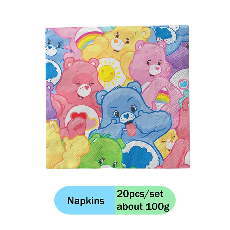 MINISO Care Bears Rainbow Bear Theme Birthday Party decorate paper cup plate cake boy & girl gender reveal baby shower supplies