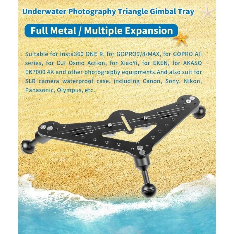 

Diving Tray Rig Video Triangular Stabilizer Gimbal Tripod Base Bracket SLR Camera Underwater Photography Light Stand Tripod Base