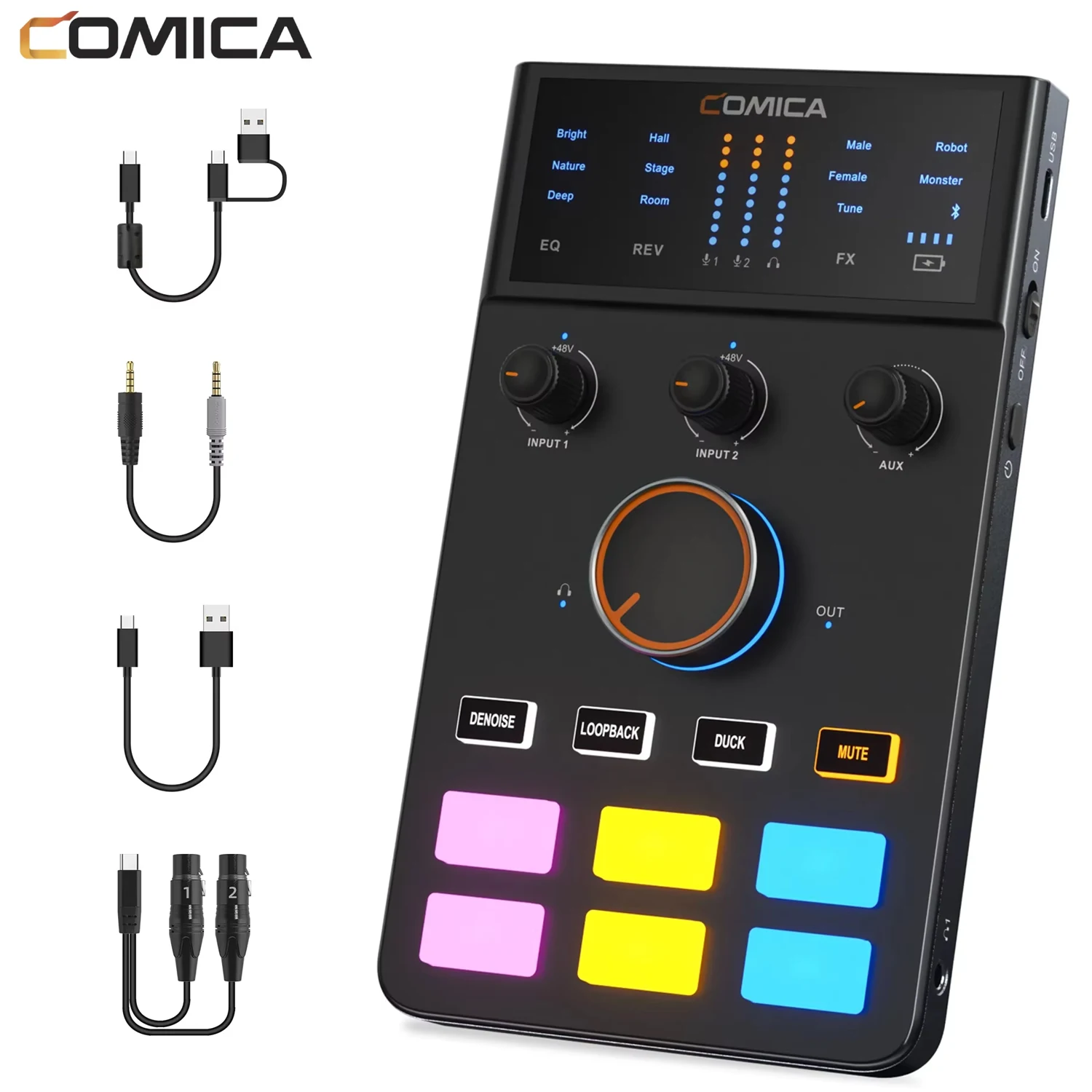 Comica ADCaster C1 Audio Interface, Bluetooth connection For Streaming/Gaming/Podcasting, Sound Card For iMAC iPhone Android