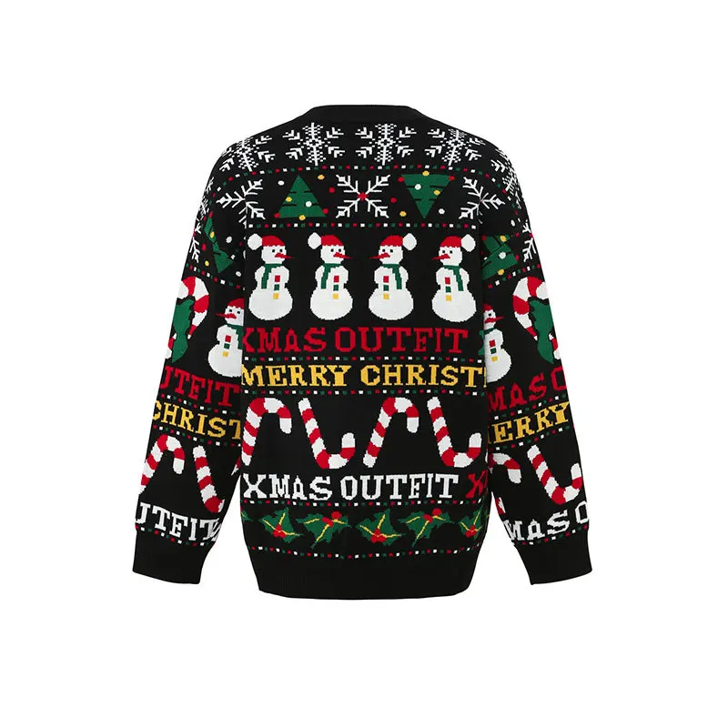 Specially for European and American large-size Christmas Day cartoon sweaters, men's and women's bottom pullover knitted sweate