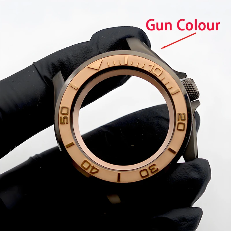 Gun Colour Case Fit NH34 NH35 NH36 Men's Watch Case With Bracelet Gun Colour Sapphire Glass 200M Waterproof Design SKX007 SKX009