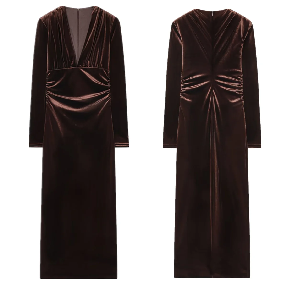 

Jenny&Dave French Elegant Party Velvet Dress Dress Elegant Party Dresses Vestidos Fashion Ladies Coffee COlor Womens Dresses Lon