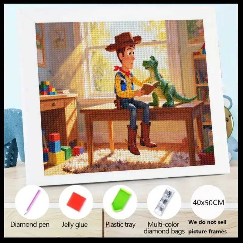

1 шт. Disney Pixar Toy Story Набор алмазной живописи Вуди и Рекс, 5D полная дрель, набор милых героев мультфильмов «сделай сам», чтение друзей