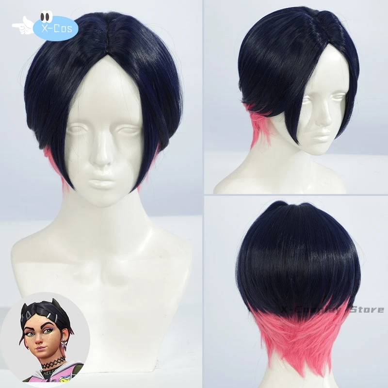 

In Stock Valorant New Hero Clove Cosplay Wig Short Heat Resistant Synthetic Hair Halloween Party Role Play + Free Wig Cap