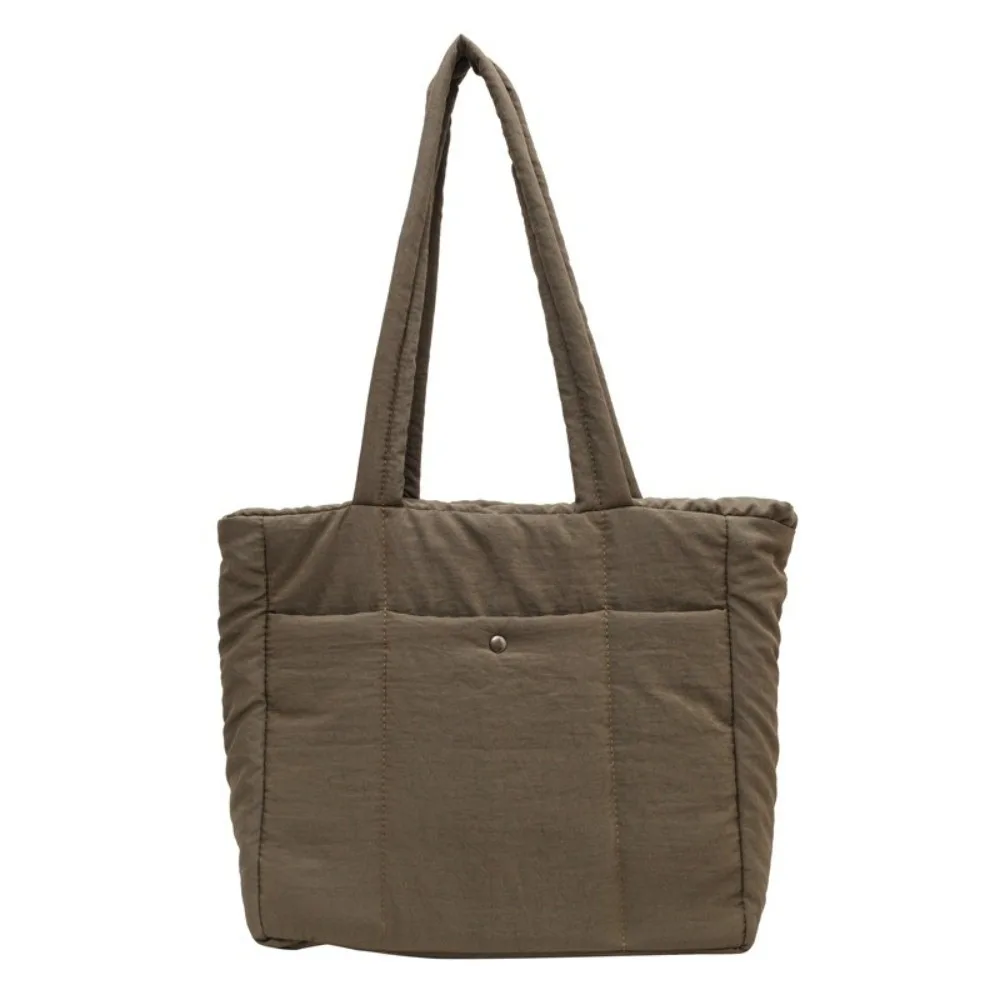 Solid Color Lady Laptop Handbags Large Capacity Soft Cotton Puffer Shoulder Bag Fashion Top Handle Women Cloud Tote Bag