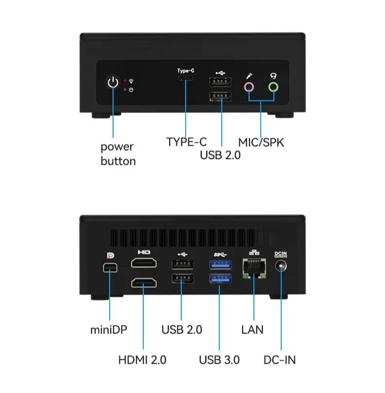 حاسوب مكتبي صغير إنتل كور i7 1260P Win10/11 2xDDR4 32 جيجا بايت لينكس أوبونتو RJ45 RS232 4xPCIE HDMI DP 8K Type-C 6USB مروحة حاسوب HTPC