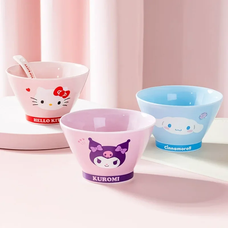 Sanrio Kawaii My Melody Huishoudelijke Keramische Kommen Kuromi Hello Kitty Anime Cartoon Mode Prachtige Servies Rijst Eten Kommen