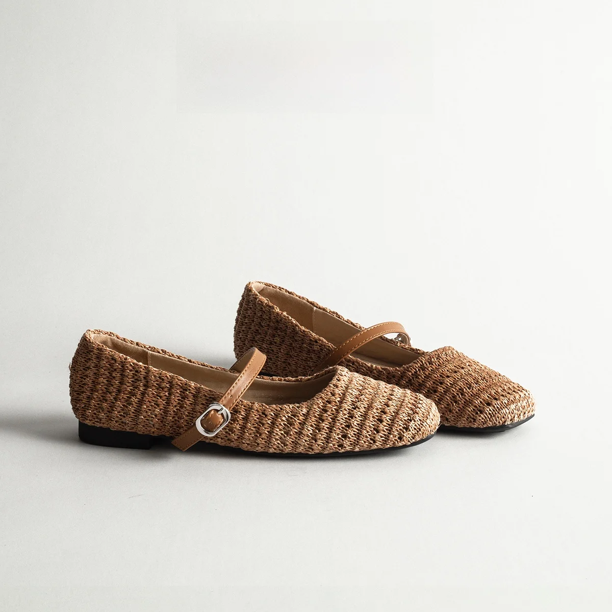 

Retro Woven Mary Jane Flat Shoes Women's Casual Bohemian Holiday Slip-On Fashionable All-Season Breathable Leather Sandals