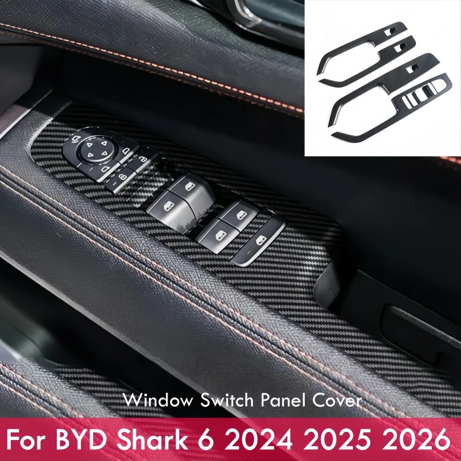 For BYD Shark 6 2024 2025 2026 Car Door Window Switch Panel Covers fLhd Rhd Window Lift Trim Interior Car Shark 6, 4PCS Set