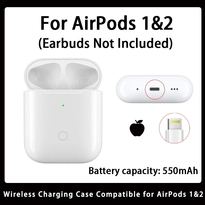 Vervanging van draadloze oplaadcassette voor originele Airpods Pro 1/2/3 generatie, vervanging van de opladerdoos met 【USB Type C】 Opladen - afbeelding 1
