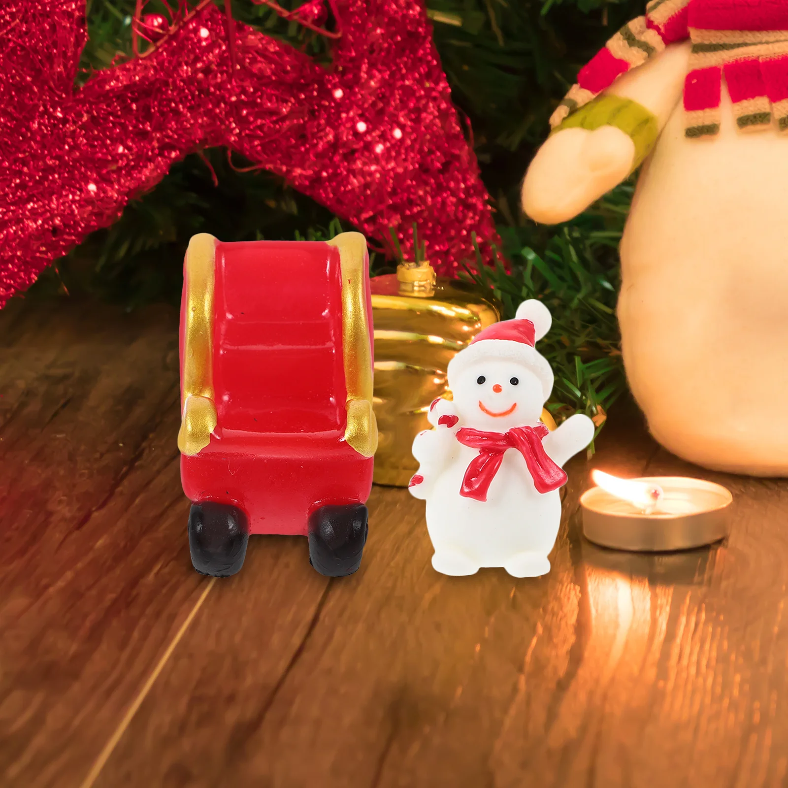 

5Pcs Snow Scene Decorations Christmas Resin Ornaments Mini Santa Claus Snowman Vivid Festival Desktop Decor Party Supplies