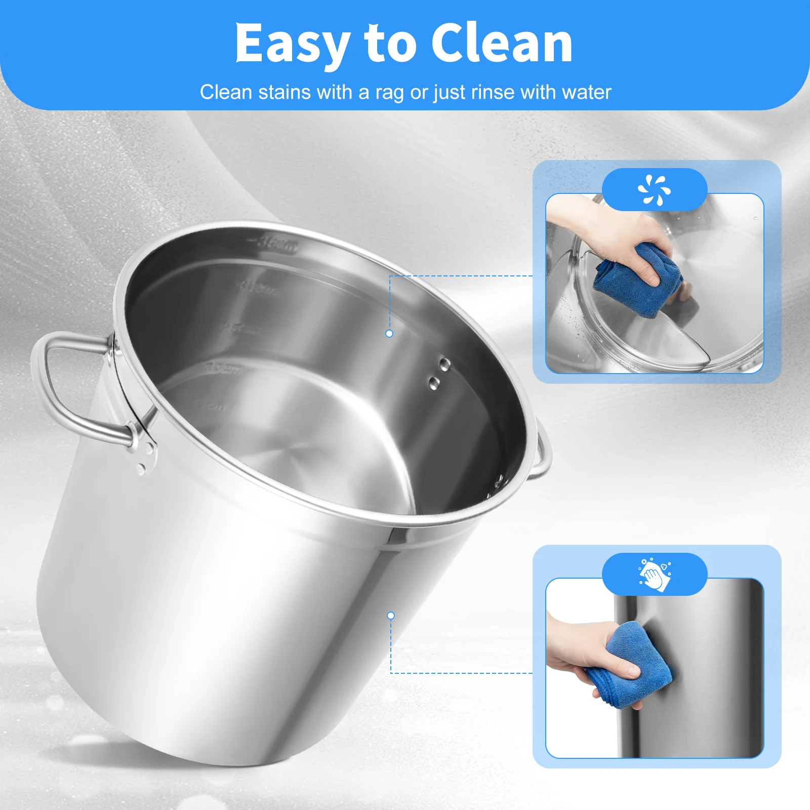 Cooking Pot, 32 L Catering Stock Pot, Cooking Pot with Stainless Steel Lid and Handles, Large Cooking Pot for Cooking, Stewing