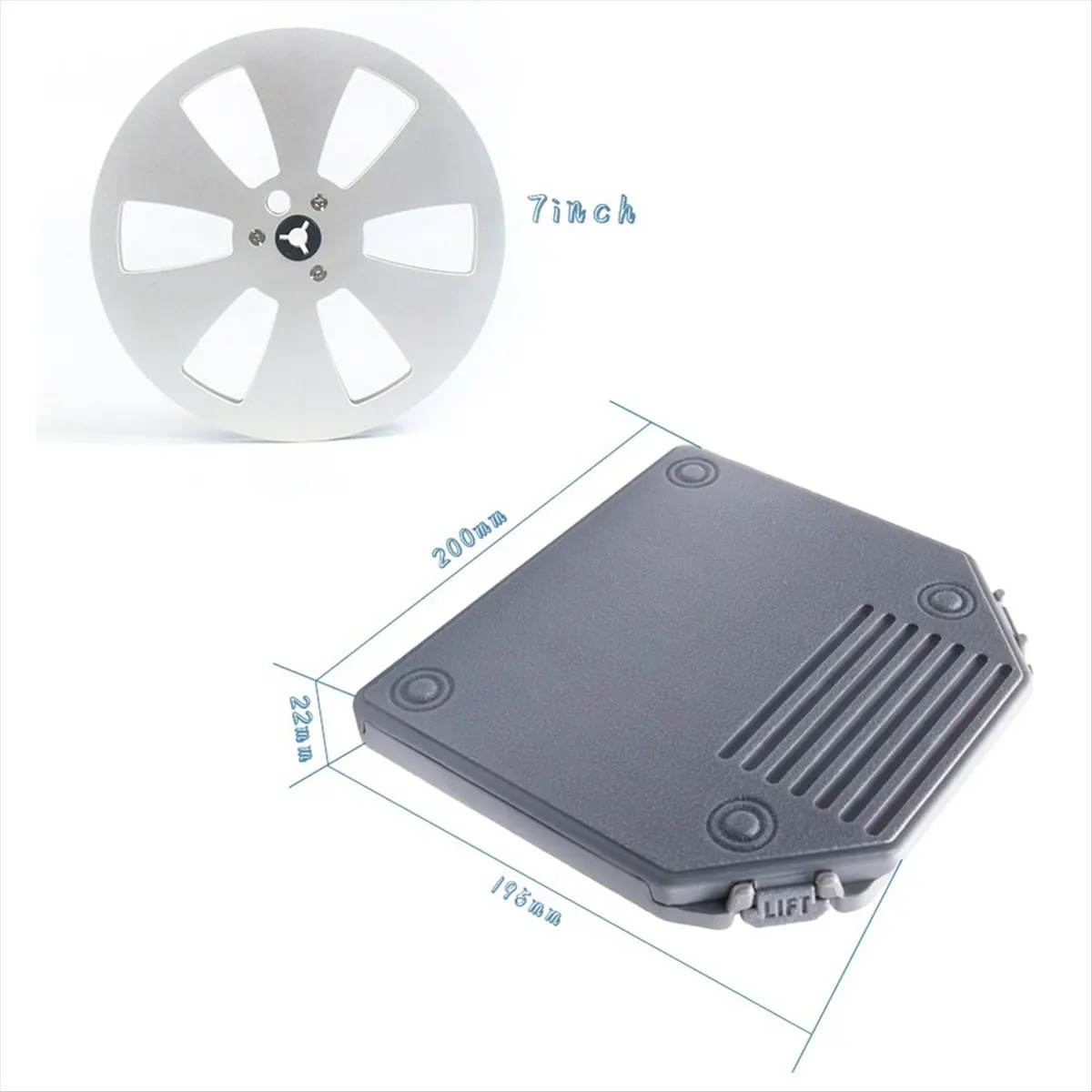A26Z 7inch Empty Take Up Reels Storage Box with 6-Hole Empty Takeup Reel Portable Protection Case for 7Inch Sound Tapes A
