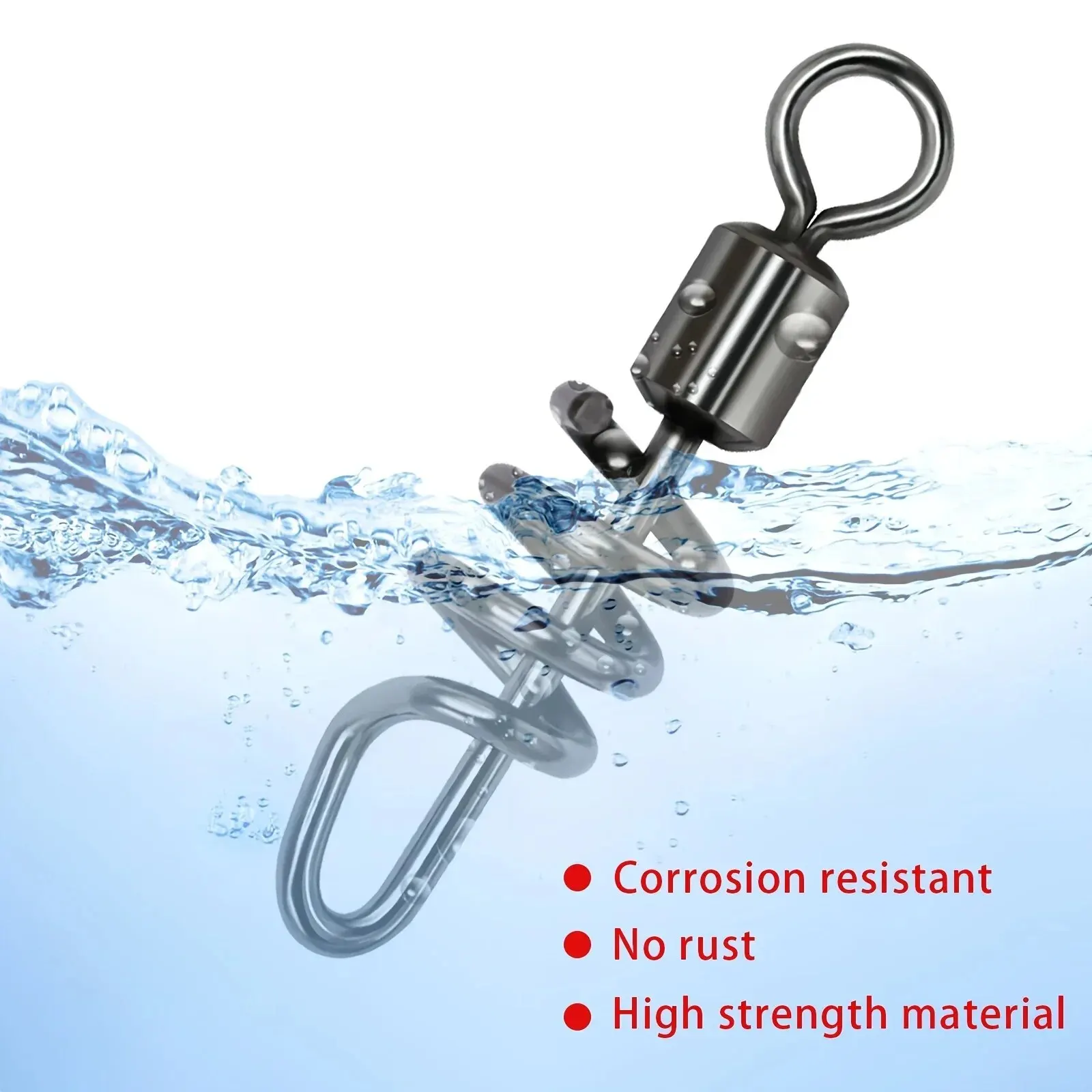 Goture 50pcs Fishing Barrel Swivel Snaps High Strength Stainless Steel Cork Screw Swivel For Saltwater Freshwater Luring