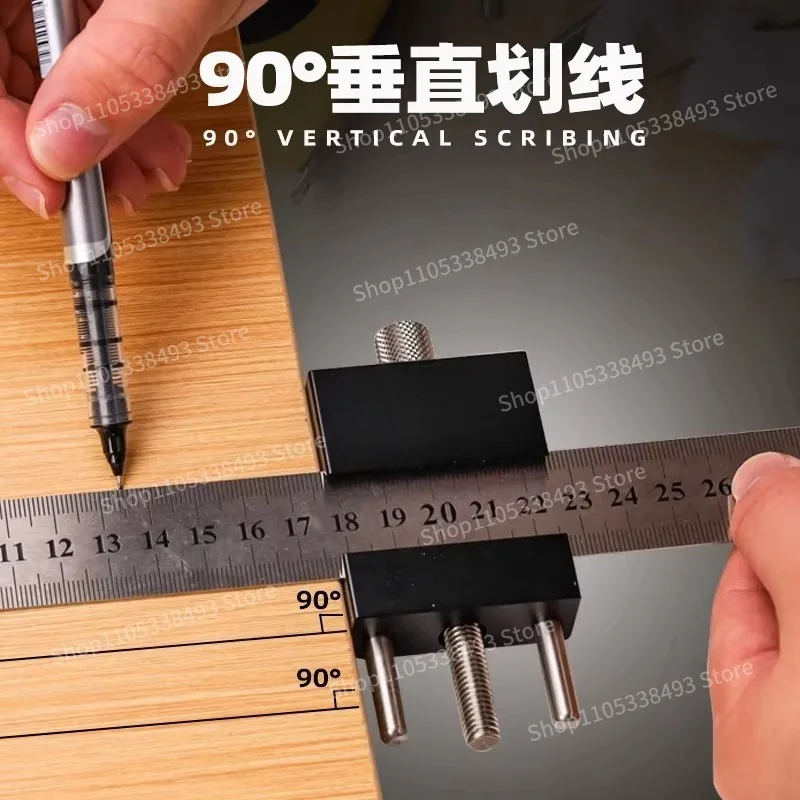 For Woodworking Line Ruler Wood Board Scriber Carpenter Square Ruler Line Locator