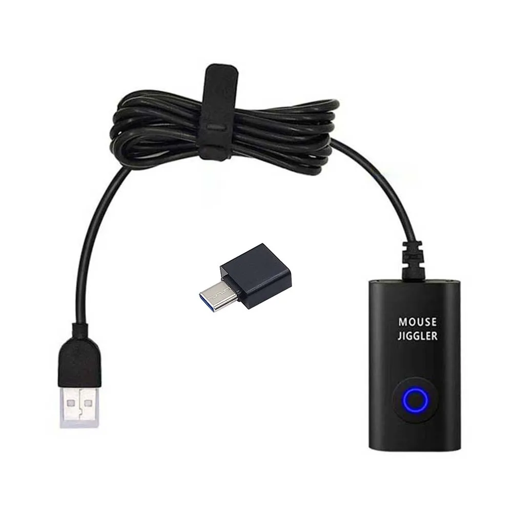 2 in 1 Undetectable Mouse Mover USB Type-C Mouse Jiggler Drive Free Automatic Computer Mouse Mover Jiggler Keeps Computer Awake