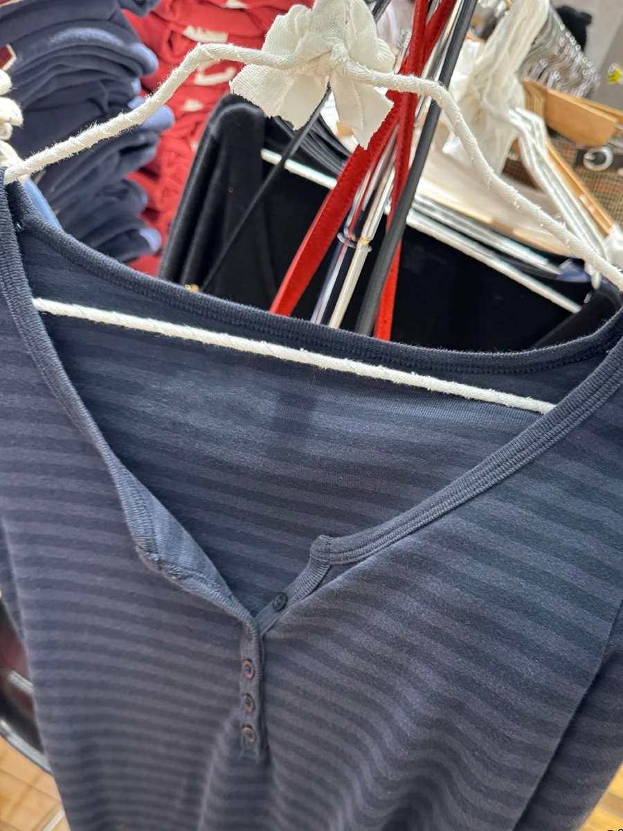 

Топы Zelly, темно-синие полосатые футболки с длинными рукавами и пуговицами, женская повседневная шикарная хлопковая футболка, милая тонкая футболка в консервативном стиле