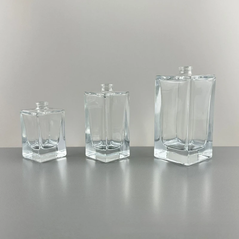 Recipiente de perfume garrafa cosméticos engarrafados cristal branco garrafas de vidro spray garrafas quadradas vazias frasco de perfume friso