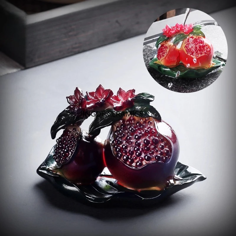 1pc Resin Pomegranate/apple/persimmon Tea Pet, Color Changing Tea Pet Ornament, Tea Ceremony Accessories, Table Decorations