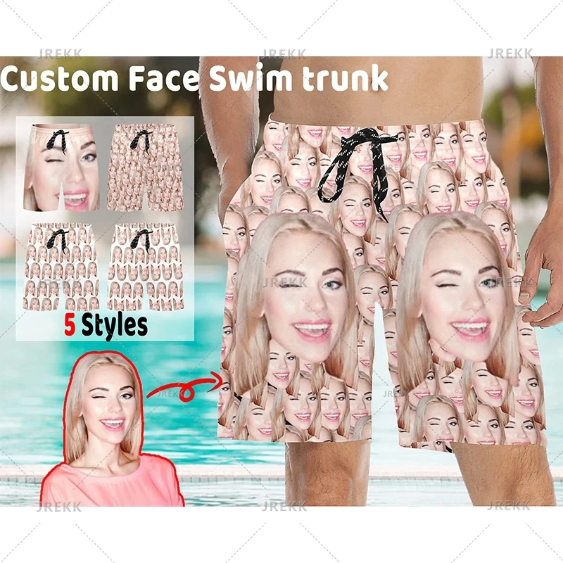 Celana pendek pantai wajah kustom cetak 3D Kawaii musim panas celana pendek wanita desain lucu celana renang mode papan celana pendek Streetwear Pria celana pendek