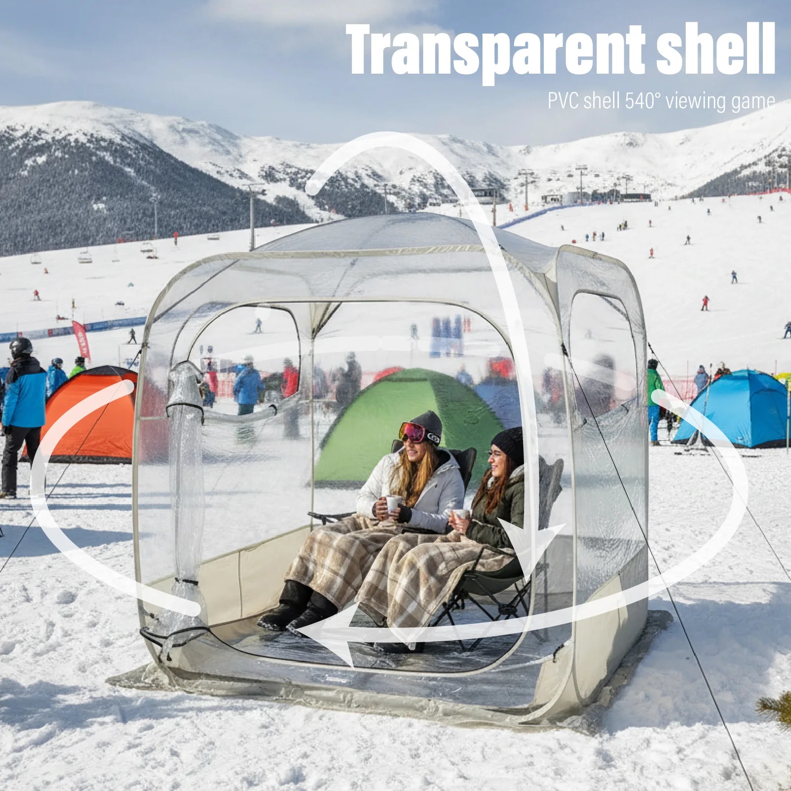 Transparent Pop Up Spectator Tent 540 Viewing for Ski Snow Game Winter Outdoor