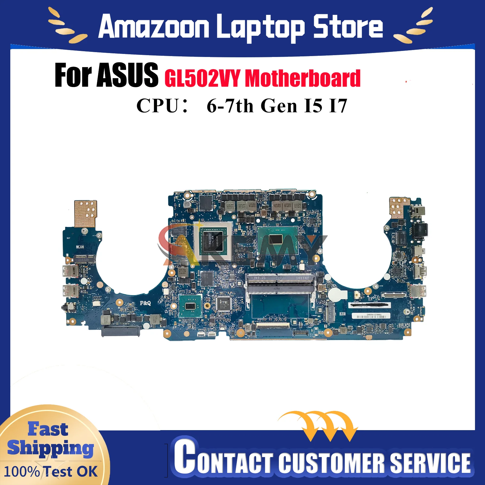 

GL502VY Laptop Motherboard For ASUS ROG Strix GL502V GL502VM GL502VMK Notebook Mainboard With I5 I7 CPU 100% tests OK fast ship