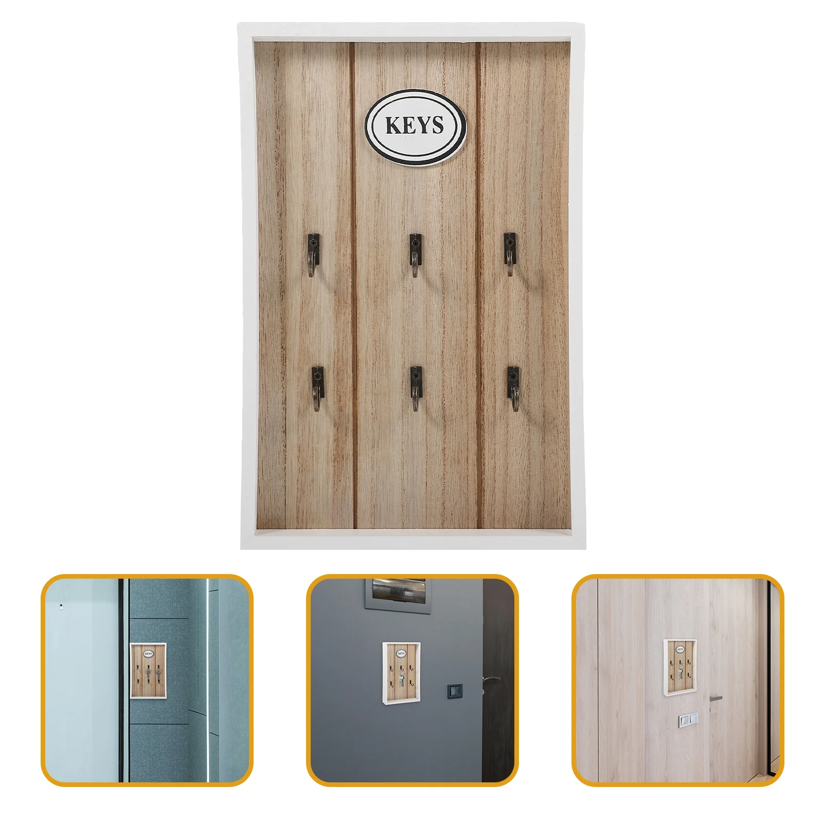 Wooden Key Cabinet Wall Mount Key Holder Box Key Management Storage Organizer for Home Office Entryway Wall Hanging Style 1