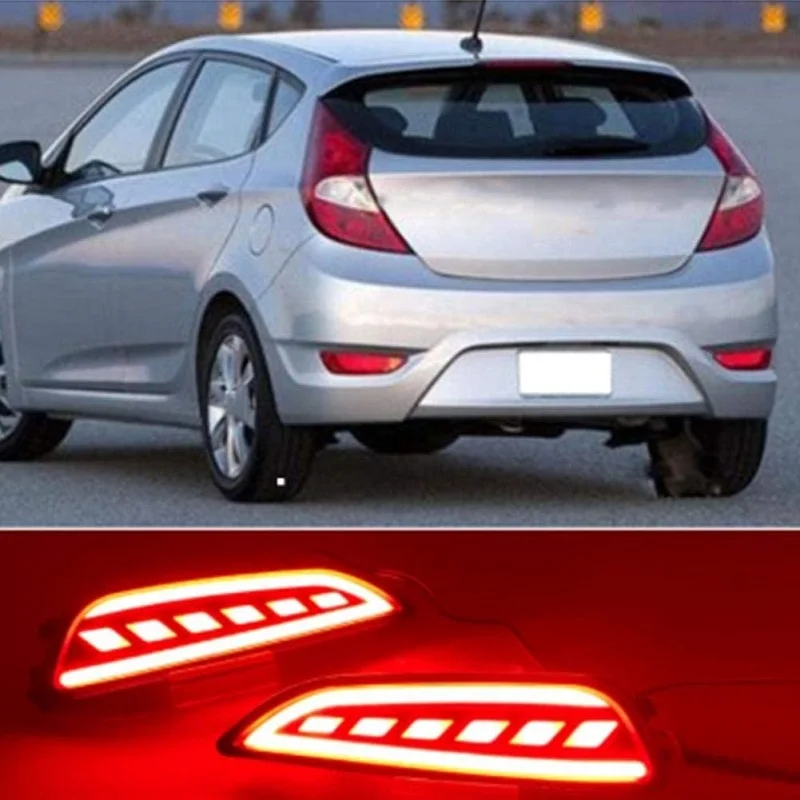 

2x LED Rear Bumper Lamp Reflector Brake Fog Light For Hyundai Accent Hatchback two Function