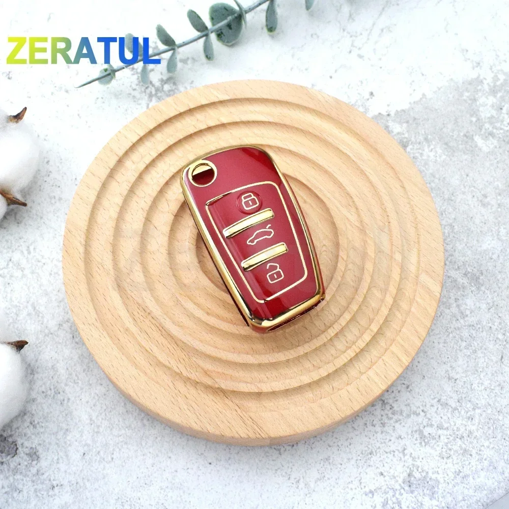 Funda plegable para llave de coche de TPU de 3 botones para Audi A3 8L 8P A4 B6 B7 B8 A6 C5 C6 4F RS3 Q3 Q7 TT 8L 8V S3 accesorios para llavero