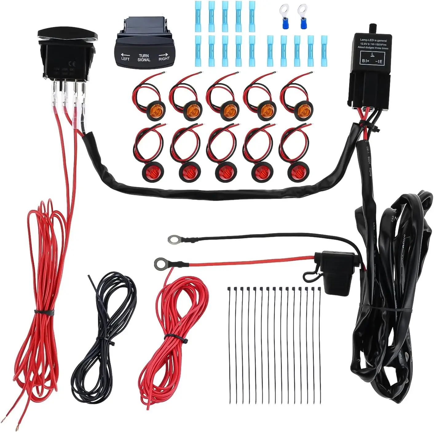 ATV UTV Turn Signal Kit with Turn Signal Rocker Switch Compatible with Polaris RZR Ranger Motorcycle Turn Signal Light