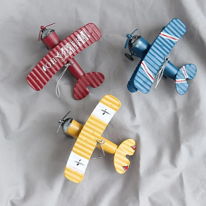 Airplane Decoration Hanging Airplane Ornament Vintage Mini Metal Airplane Toys Decorations Model Aircraft Pendant for Boy\'s Room