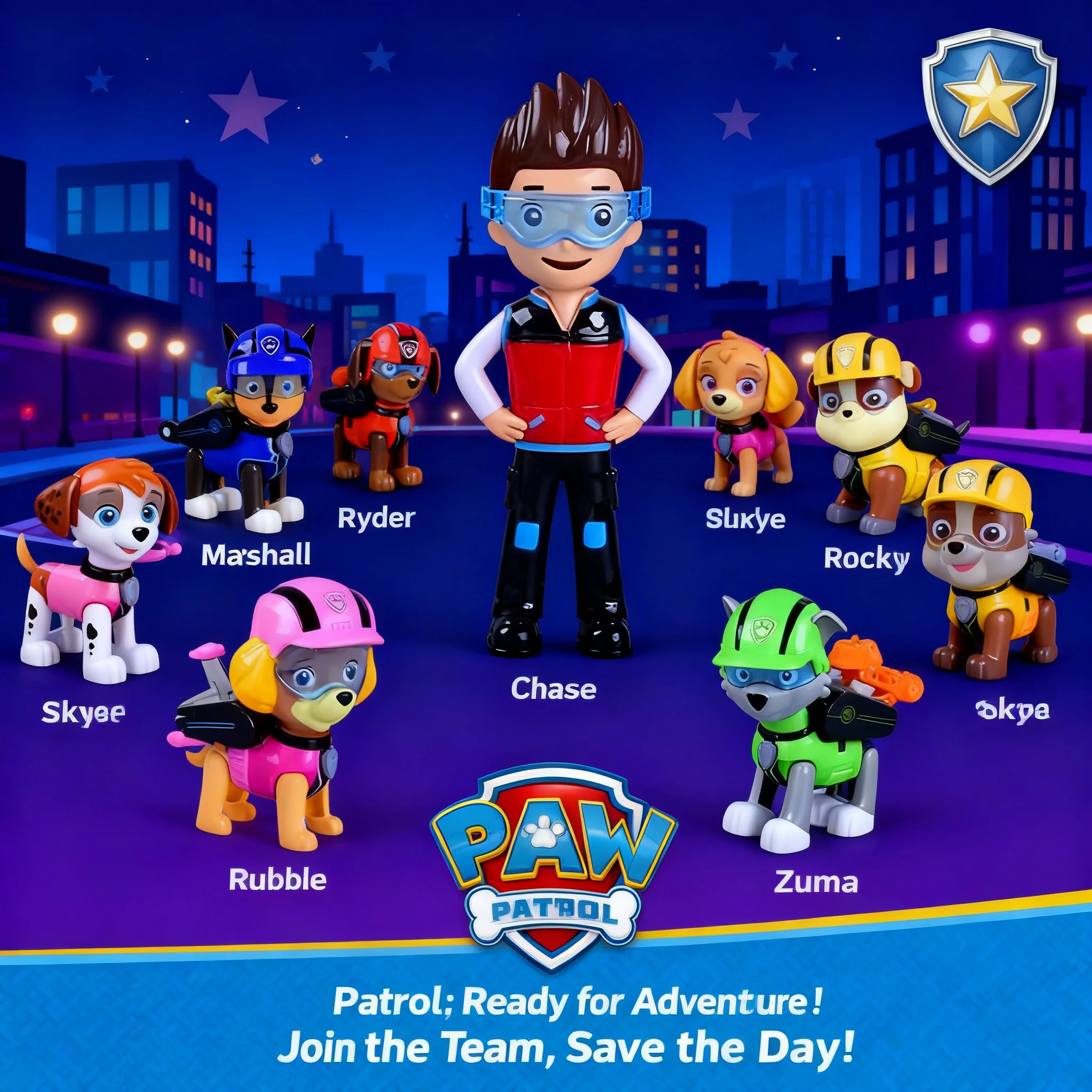 PAW Patrol Ultimate Rescue Mission Black Edition PlaySet 7pcs Set Skye Marshall Rocky Chase Figures Collection
