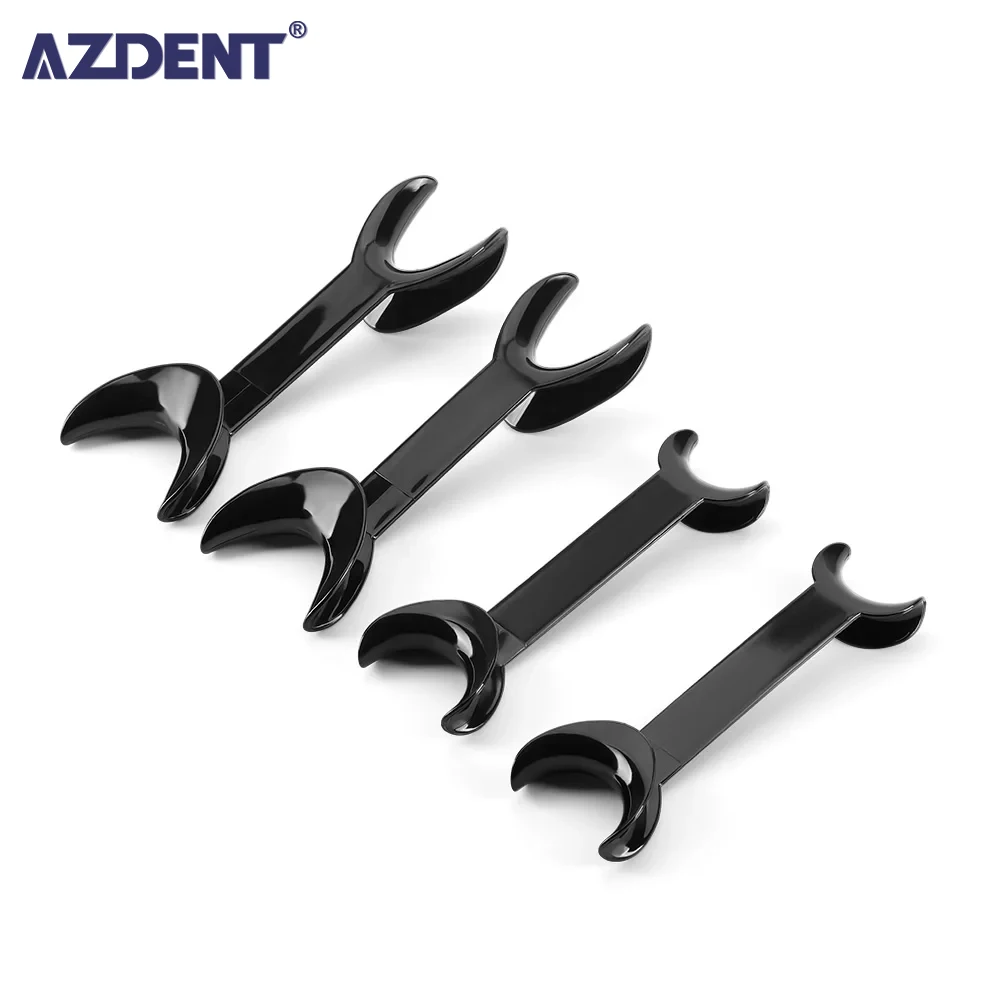 AZDENT 4pcs Black T-Shape Mouth Double Head Retractor Mouth Opener Orthodontic Teeth Mouth Opener Dentist Tool