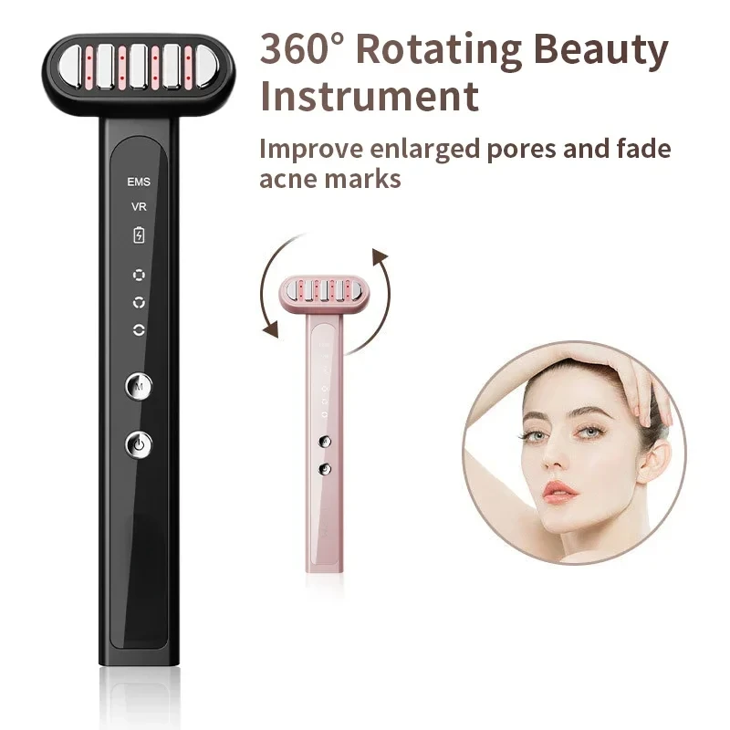 New 360° Face Eye Beauty Device Facial Face Eyes Massage Rotate Wand Reduce Wrinkles Anti-Aging Skin EMS LED Display  Care Tools