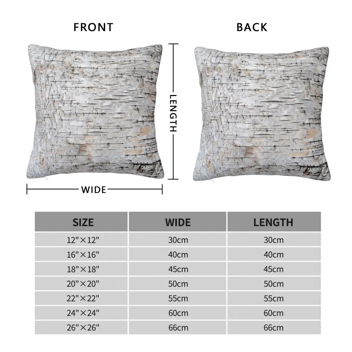 Birch Bark Patch Pillowcase Polyester Linen Velvet Pattern Zip Decorative Pillow Case Room Cushion Cover