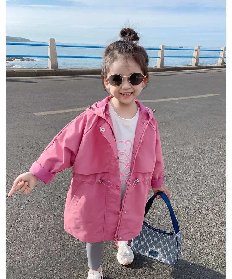 2024 Rosa Mädchen-Herbstkleidung Neue Koreanische Version der Windjacke für Kinder Baby-Mantel im Auslandsstil mit Rock – Detail 11