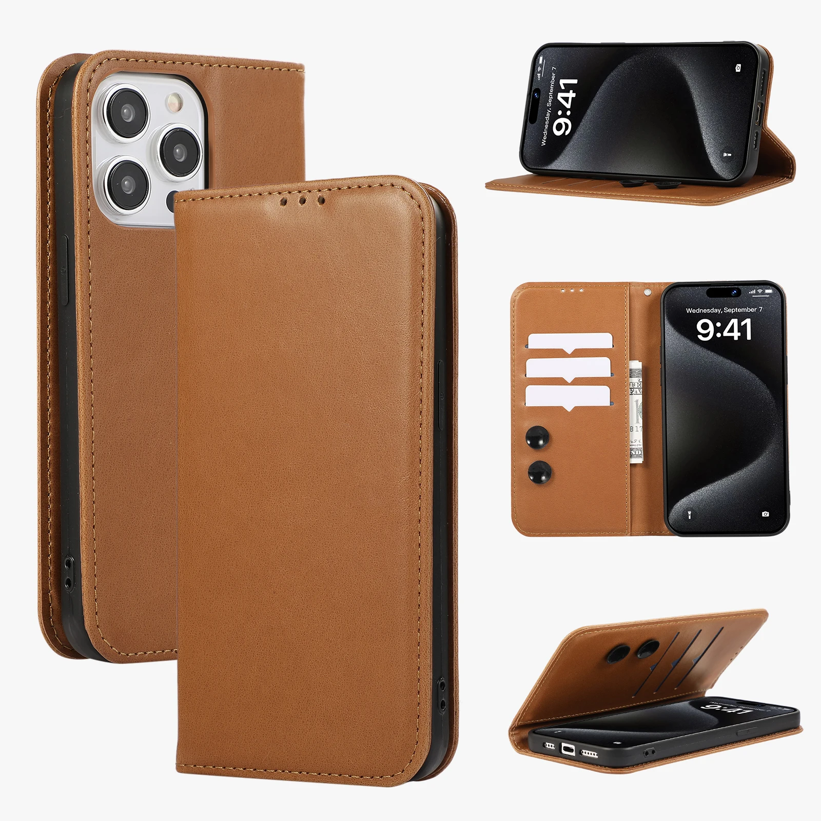 leather Commercial suction cup case for Huawei P60 Pro P50 P30 Lite Mate 40 Pro Honor 50 X9A 5G Y7A OnePlus 11 Sony Xperia 10V