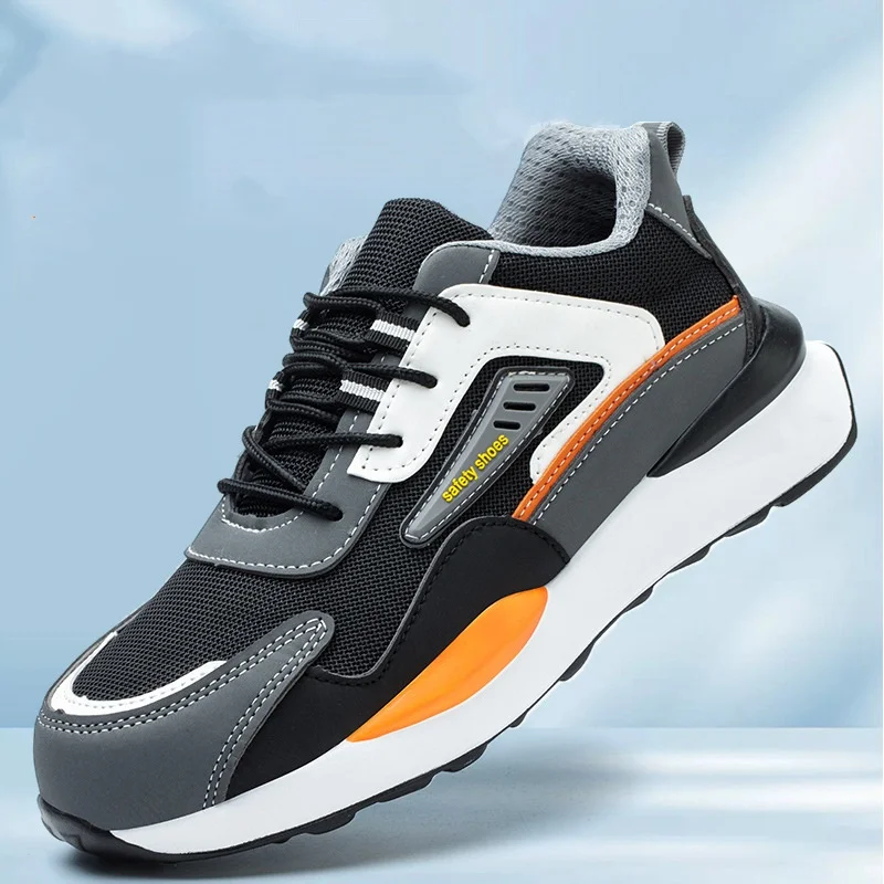 mens fashion steel toe covers working safety shoes summer breathable worker shoes tooling security sneakers protective footwear