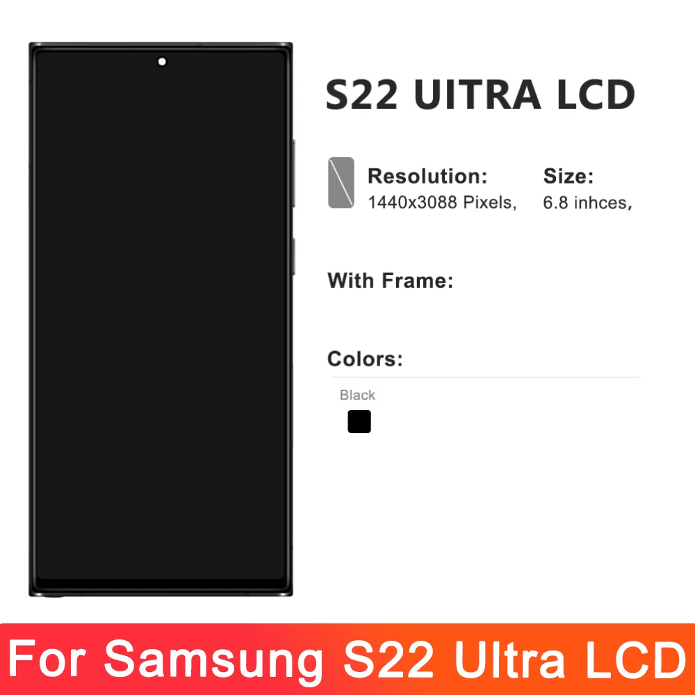 Tested For Samsung S22 Ultra 5G S908 S908B S908U LCD Touch Screen Digitizer For samsung S22 Ultra 5G LCD Display