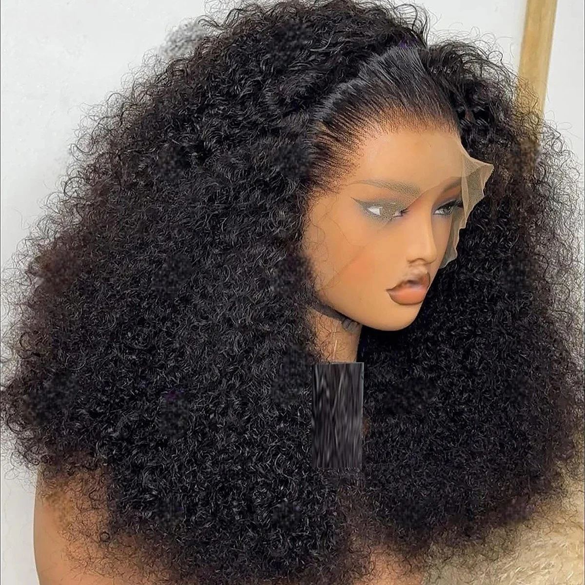 

180% Плотность Кудрявые Вьющиеся Предварительно Сорванные Натуральные Волосы Длинные Мягкие Черные 26 дюймов 13x4 Парик Фронта Шнурка Для Чернокожих Женщин Детские Волосы Бесклеевые