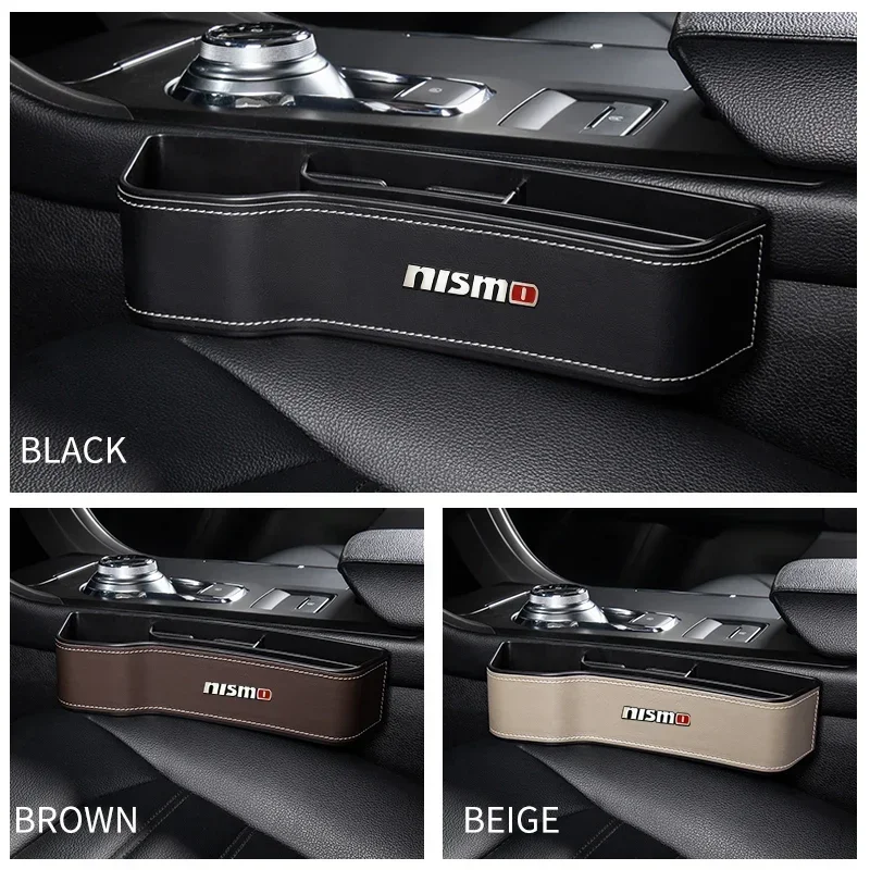 Leather Car Seat Organizer Wallet Phone Storage Box Cup Holder For Nismo Nissan Emblem R34 GTR Tiida Sylphy Teana X-trail Qashqa