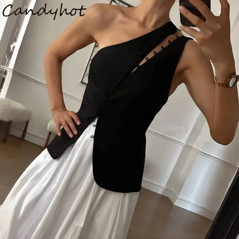 Candyhot-Top ajustado con hombros descubiertos para mujer, Top Vintage sin mangas, chaleco liso con espalda descubierta, novedad de verano, camisola Retro para fiesta callejera 2025