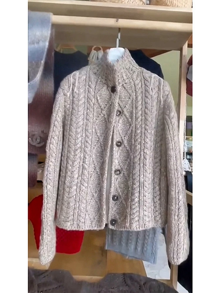 Soft Cozy Lazy Sle Knitted Cardigan Women's Winter Outerwear ey Twist Sweater Jaet Commute Sle Regular Sve Long